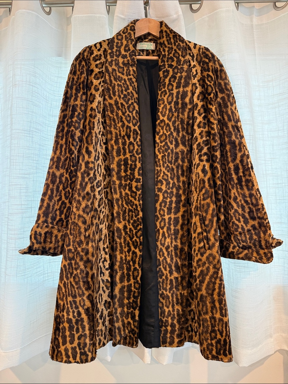 Vintage Leopard Print Faux Fur Robe Coat